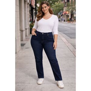 Gloria Vanderbilt Amanda Straight Leg Dark Wash Stretch Jeans Plus Size 24W
